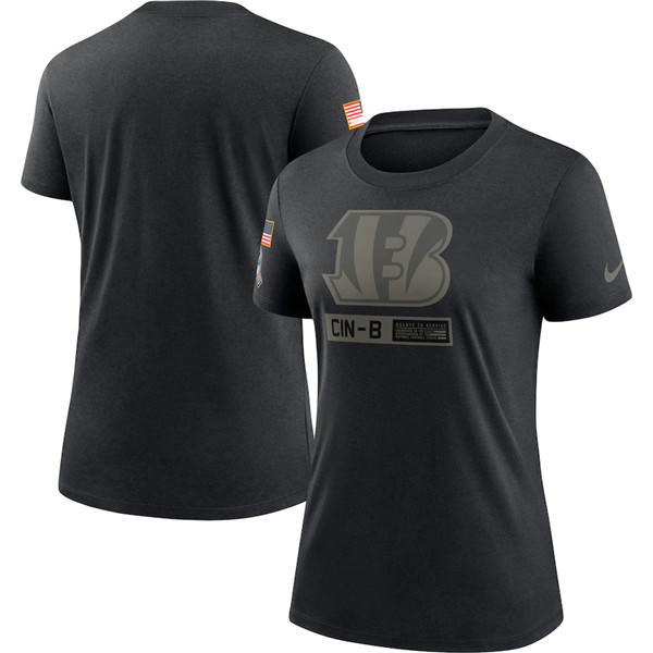 Women's Cincinnati Bengals Black NFL 2020 Salute To Service Performance T-Shirt (Run Small)
